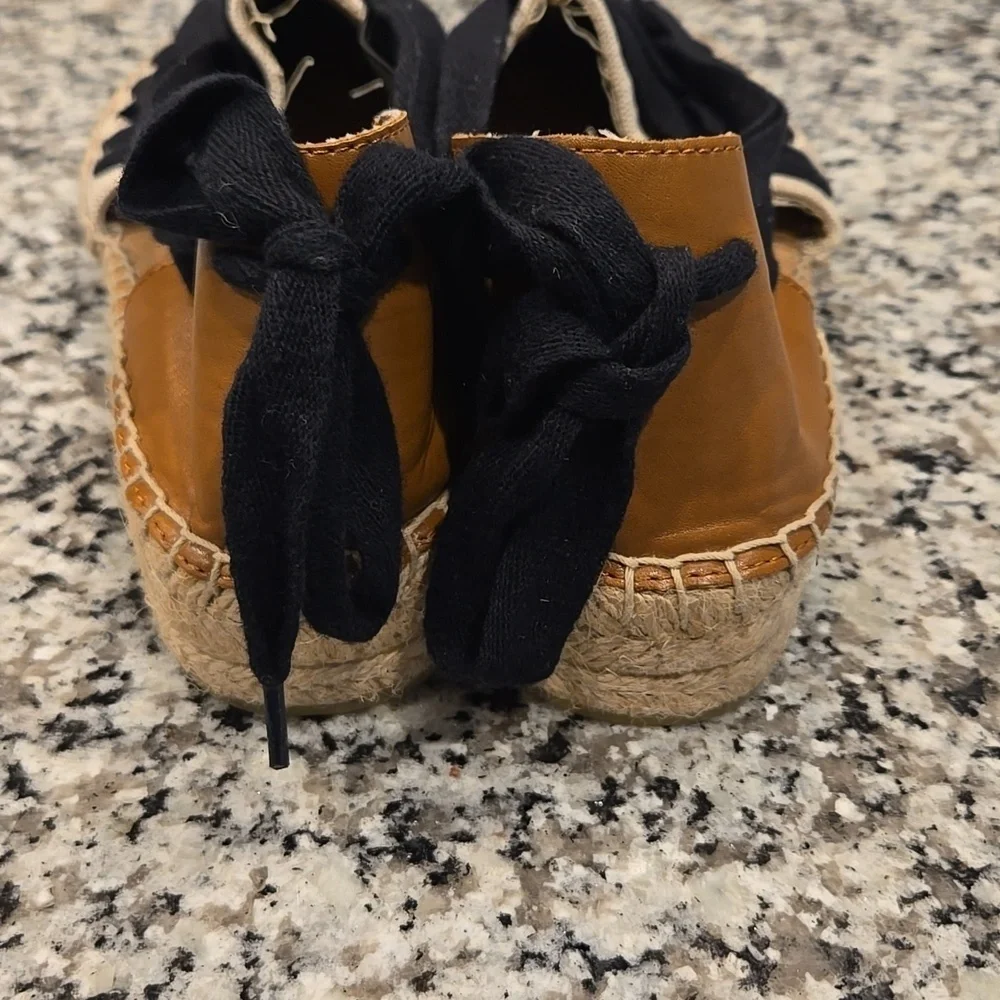 CORINA SLIP-ON STRAPPY TIE- BACK ESPADRILLES. SIZE EU 37.