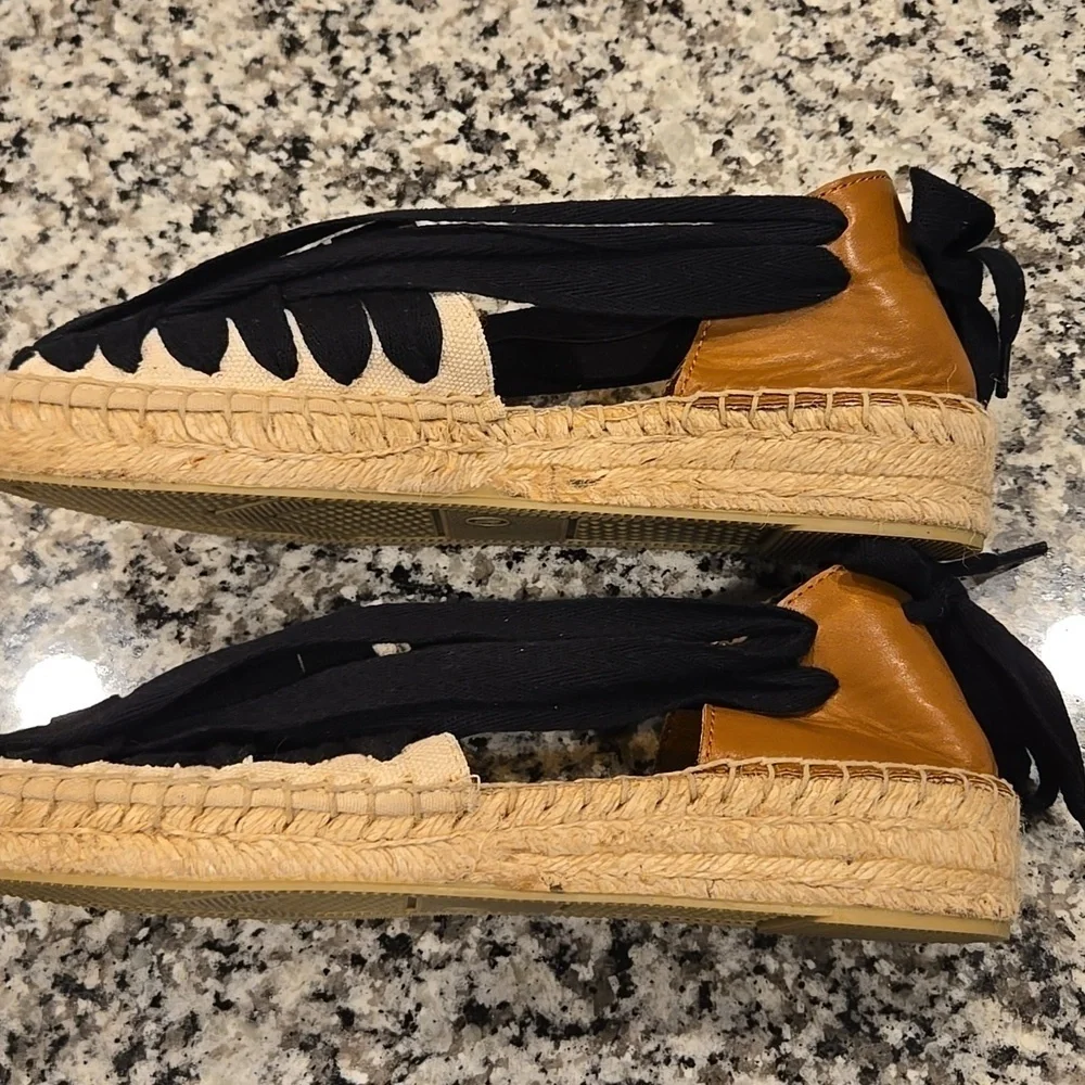CORINA SLIP-ON STRAPPY TIE- BACK ESPADRILLES. SIZE EU 37.