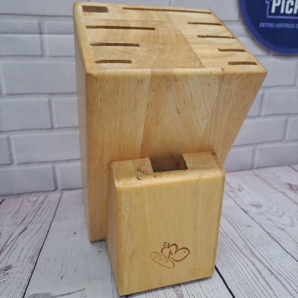 Harris Teeter Kitchen‎ Knife Block Wood Butcher Block Style 10 Slots 11