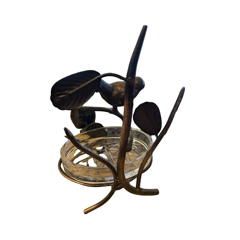 Decorative Distressed Metal‎ Bird In Nest Soap Dish Holder / Bowl