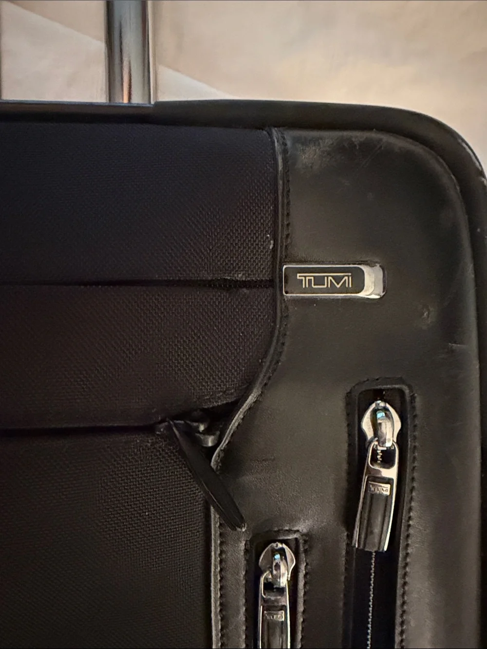 Tumi Black Travel Briefcase with Front Zip Pockets