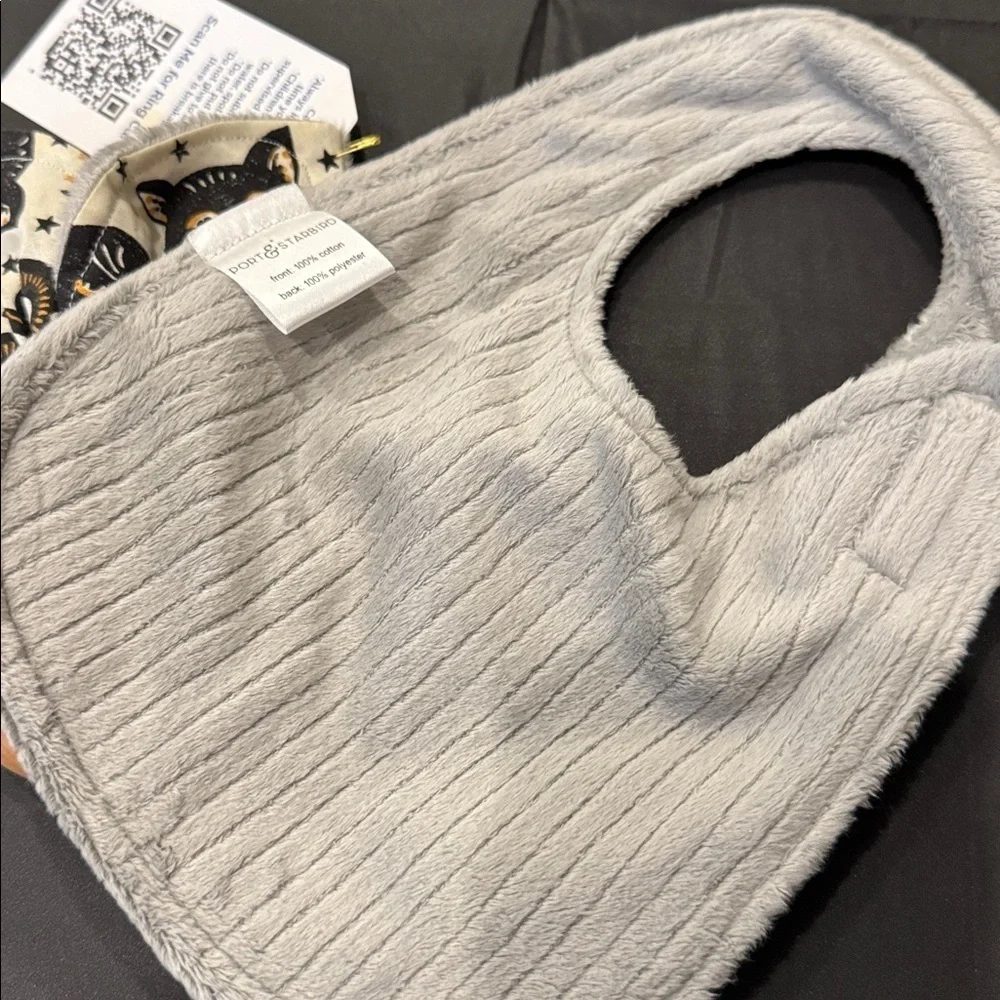 NWT Halloween Cat and Pumpkin Baby Bib and Teether Set