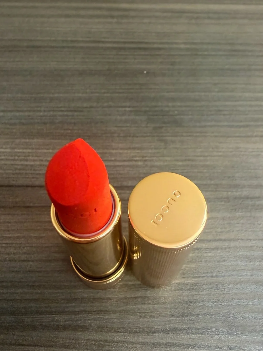 Gucci Vibrant Red Lipstick in Luxe Gold Tube
