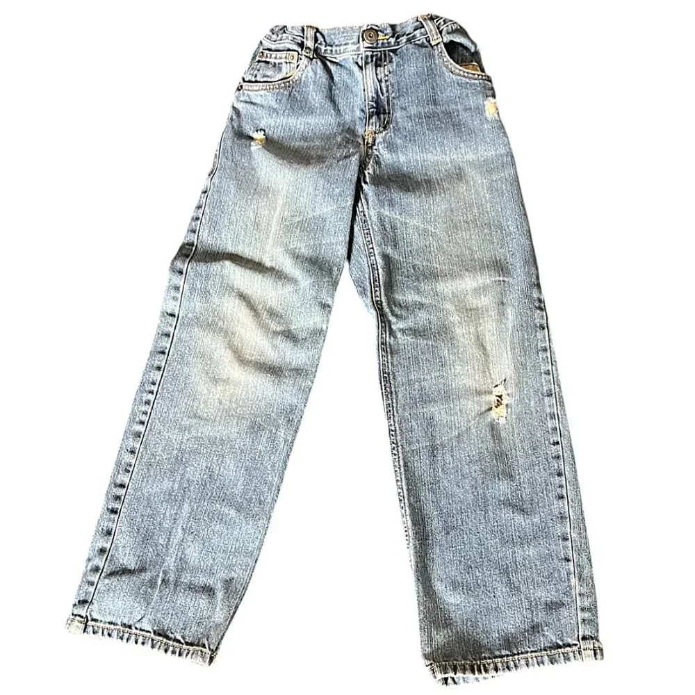 Gymboree Kids 100% Cotton Distressed Blue Denim Jeans, Size 10