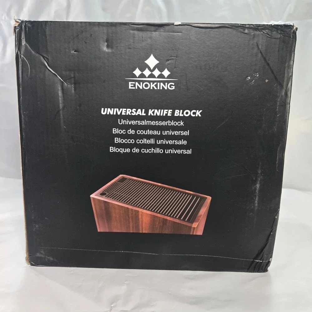 ENOKING Universal Knife Block Acacia Wood Slotless Organizer Holds 24 Knives