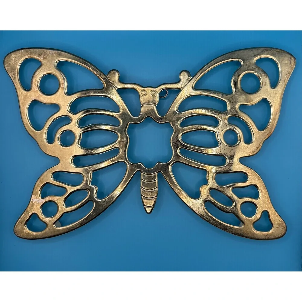 Leonard Set of 2 Butterfly Trivets Silverplate Vintage Wall Decor Silver 7x10