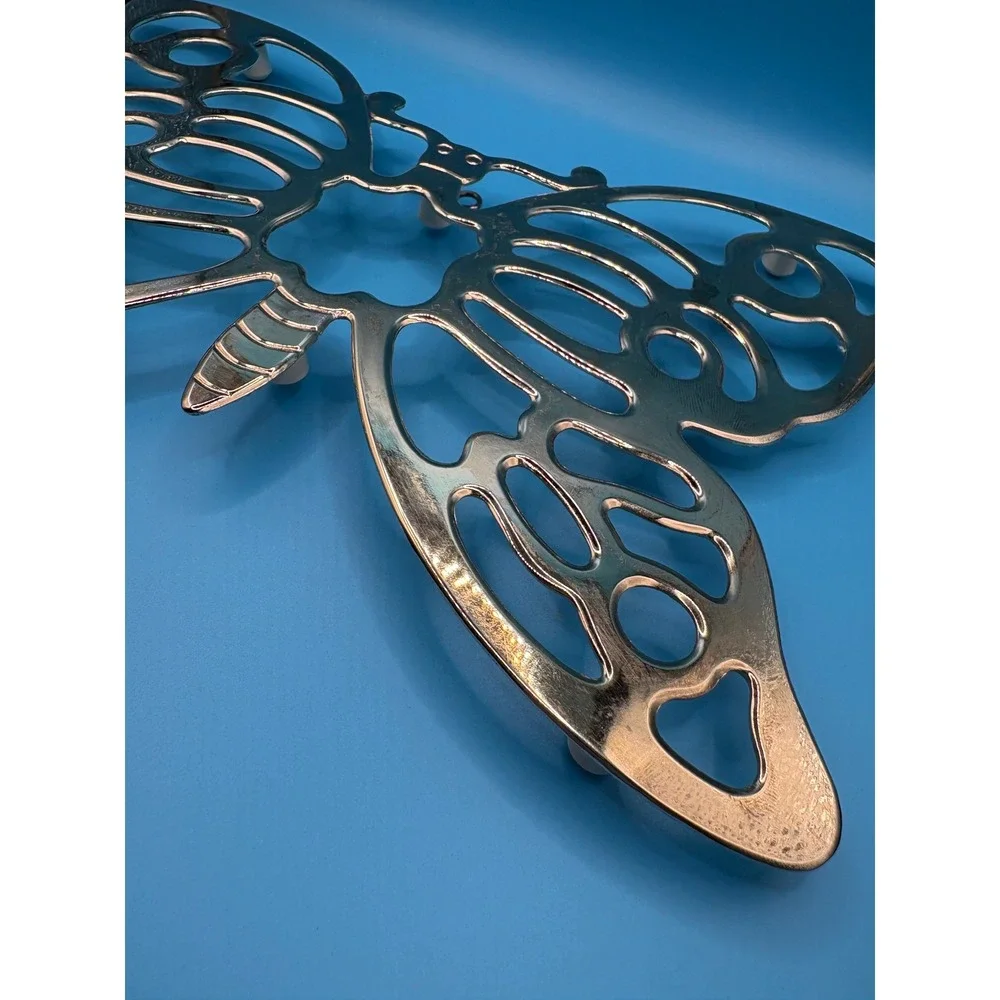 Leonard Set of 2 Butterfly Trivets Silverplate Vintage Wall Decor Silver 7x10