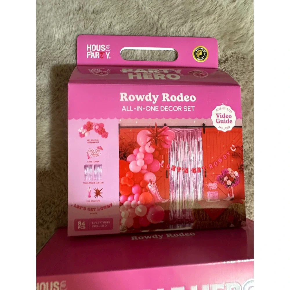 House of Party Rowdy Rodeo Pink Cowgirl Tableware and Decor Set Bundle