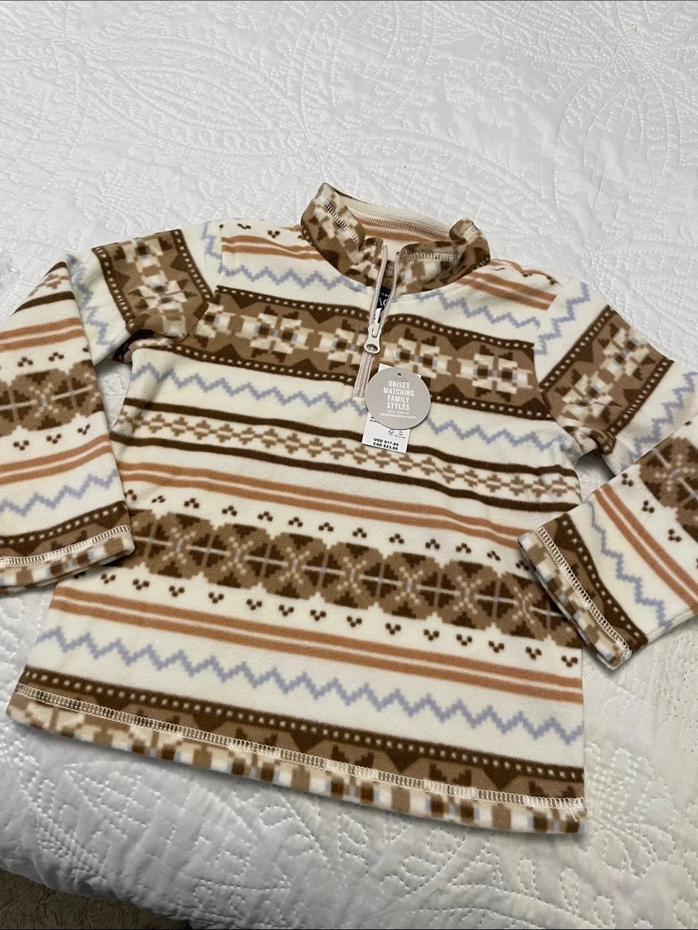 NWT The Children’s Place 3T SIERRA TAN Half Zip Pullover Micro-fleece Fair Isle
