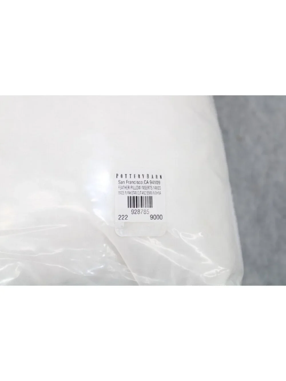 Pottery Barn Feather Pillow Insert 14 X 20 UNUSED 94844