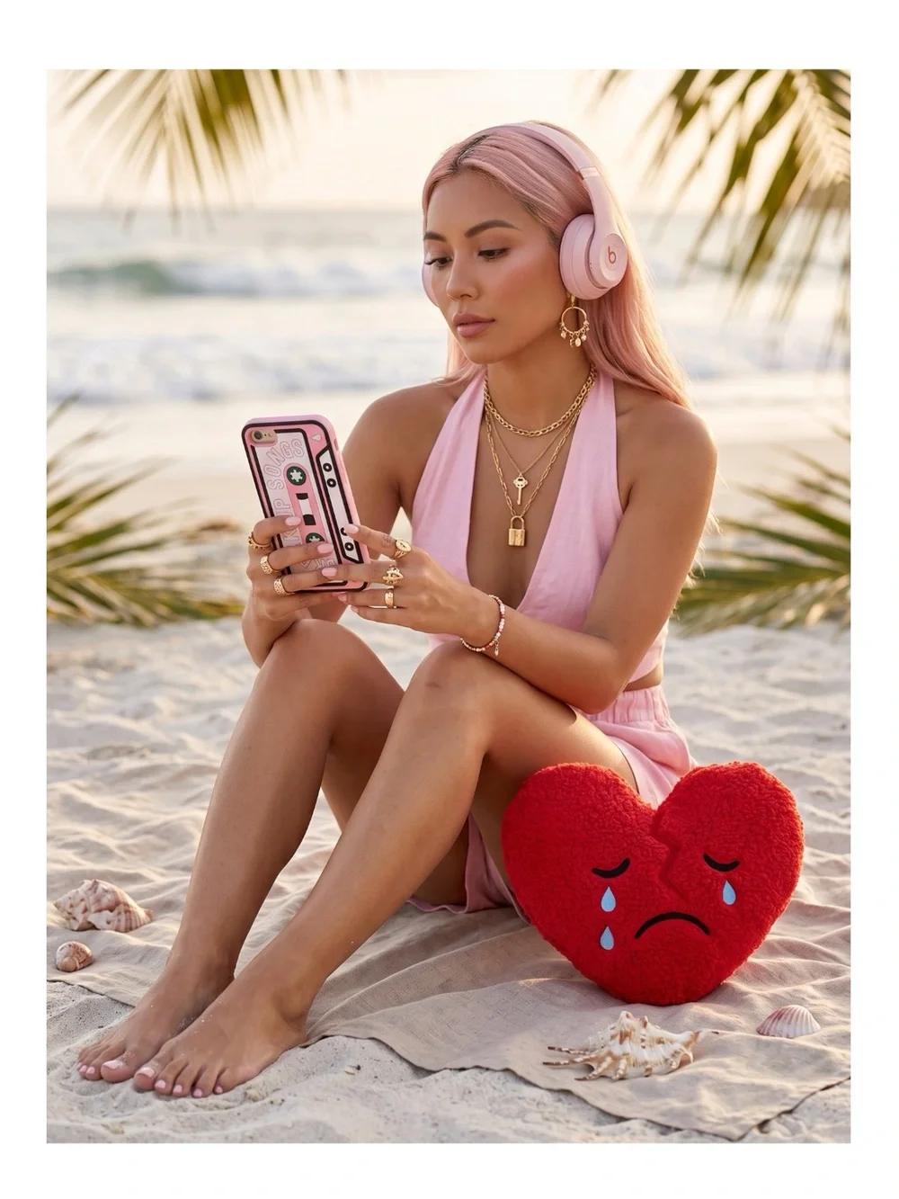 new Bando  Breakup Songs Retro Cassette Tape  iPhone 6 7 Phone Case  Pink 