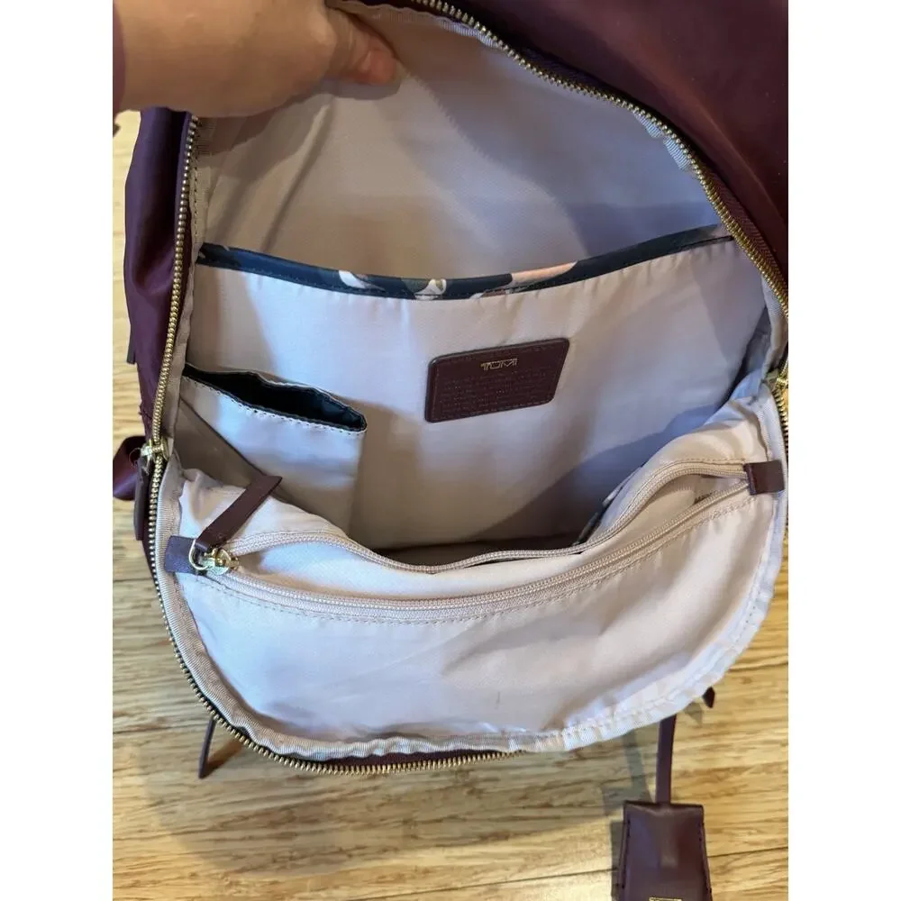 TUMI Voyageur Hilden Backpack Burgundy Laptop Bag Excellent Condition