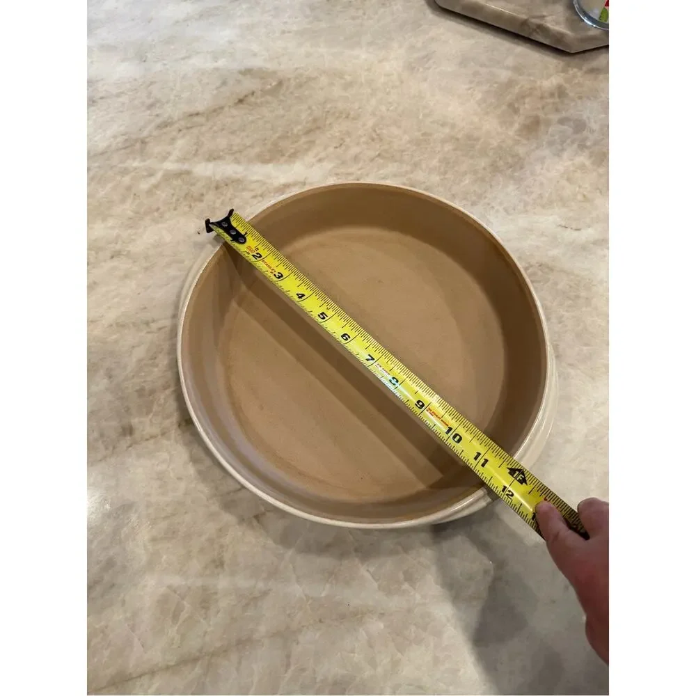Large 11” round pampered chef stoneware baker cream enamel