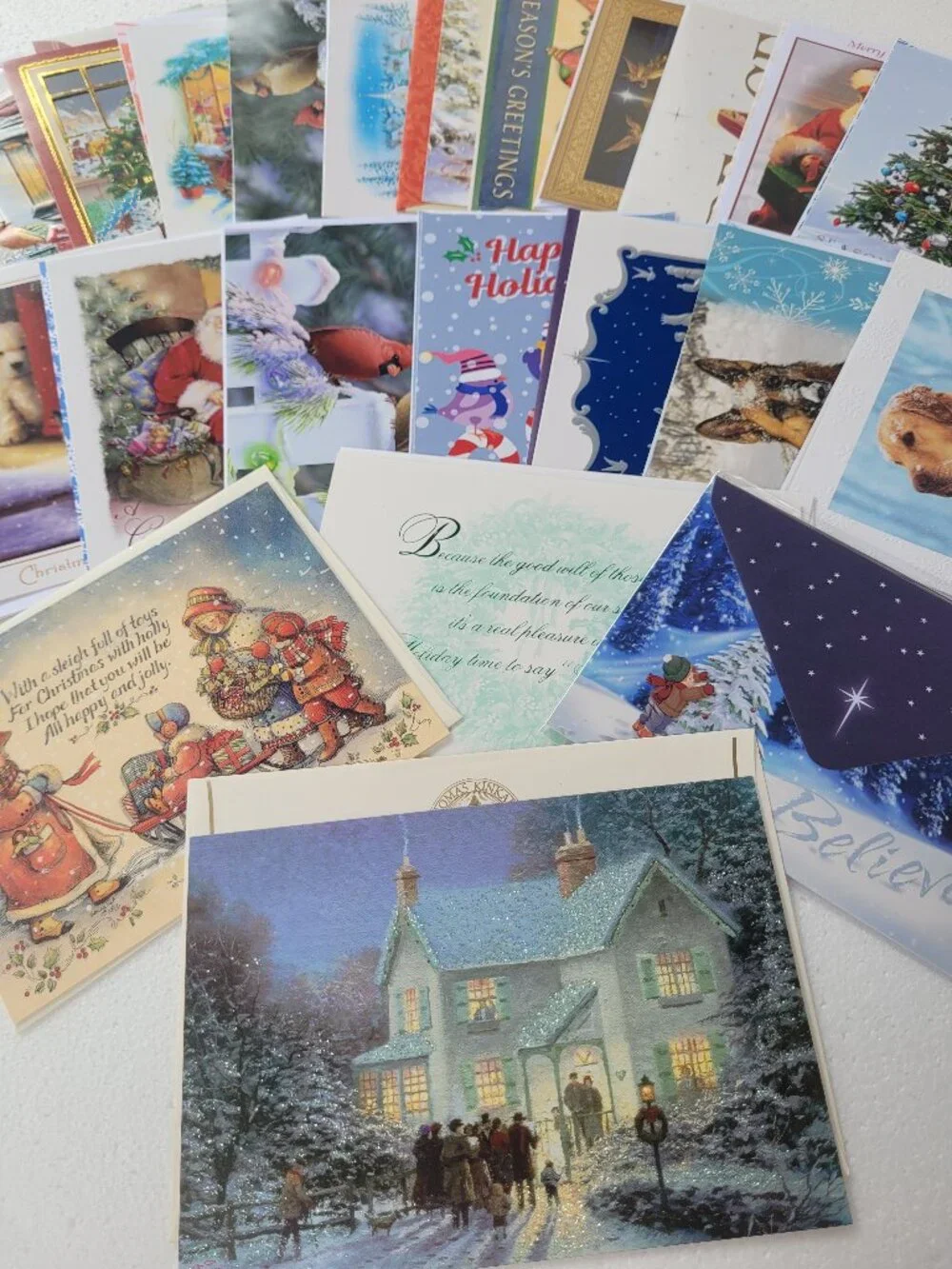 Deluxe Stationery Gift Box w/ Dividers 47 Greeting Cards Wrapping Paper 3 Bags