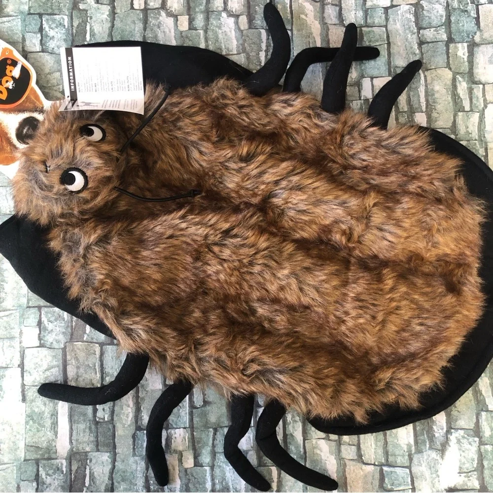 Party Dog Black Fuzzy Spider Dog Costume Sz L/XL