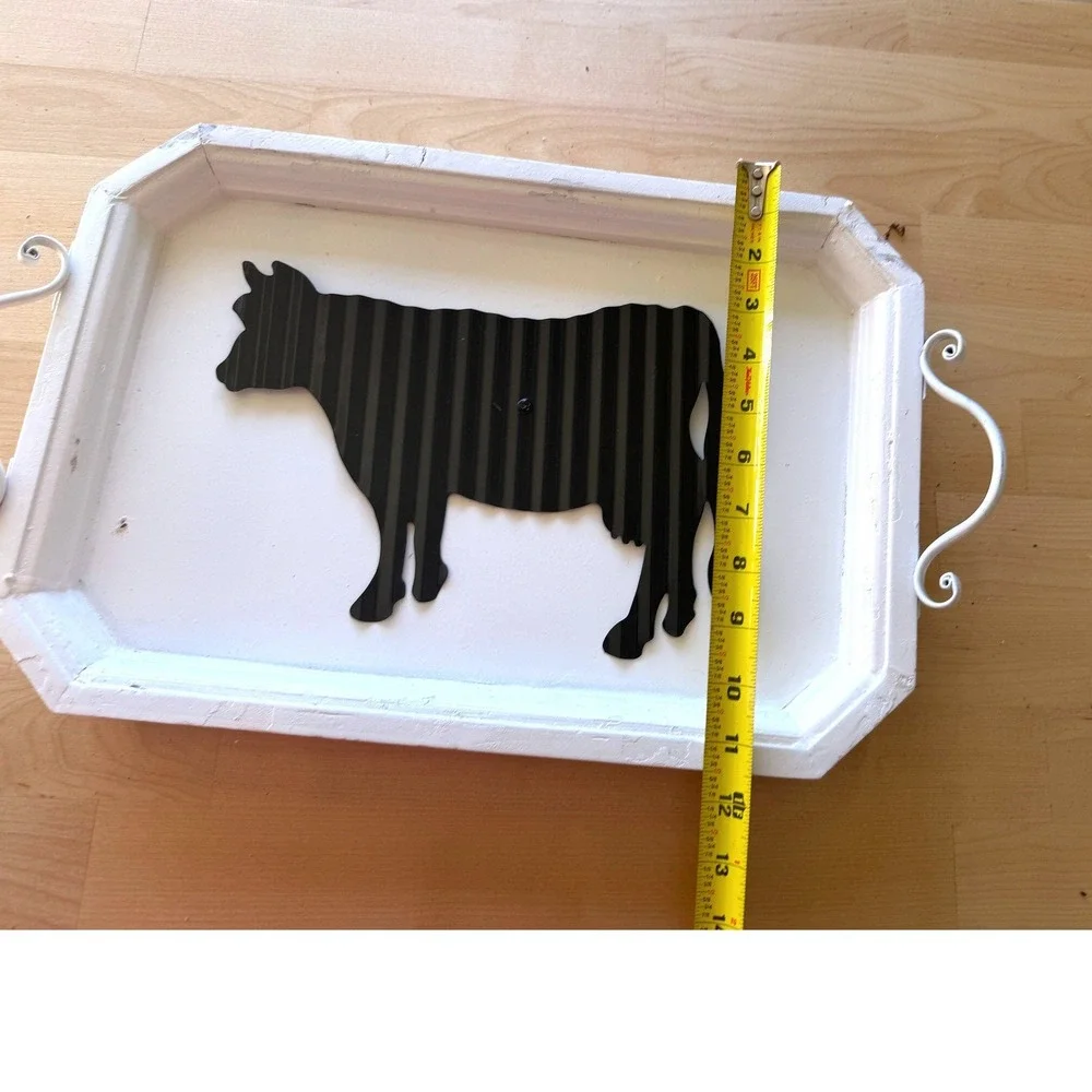 Vintage Cow Wall Decor Tray Metal‎ Western Farmhouse Rustic