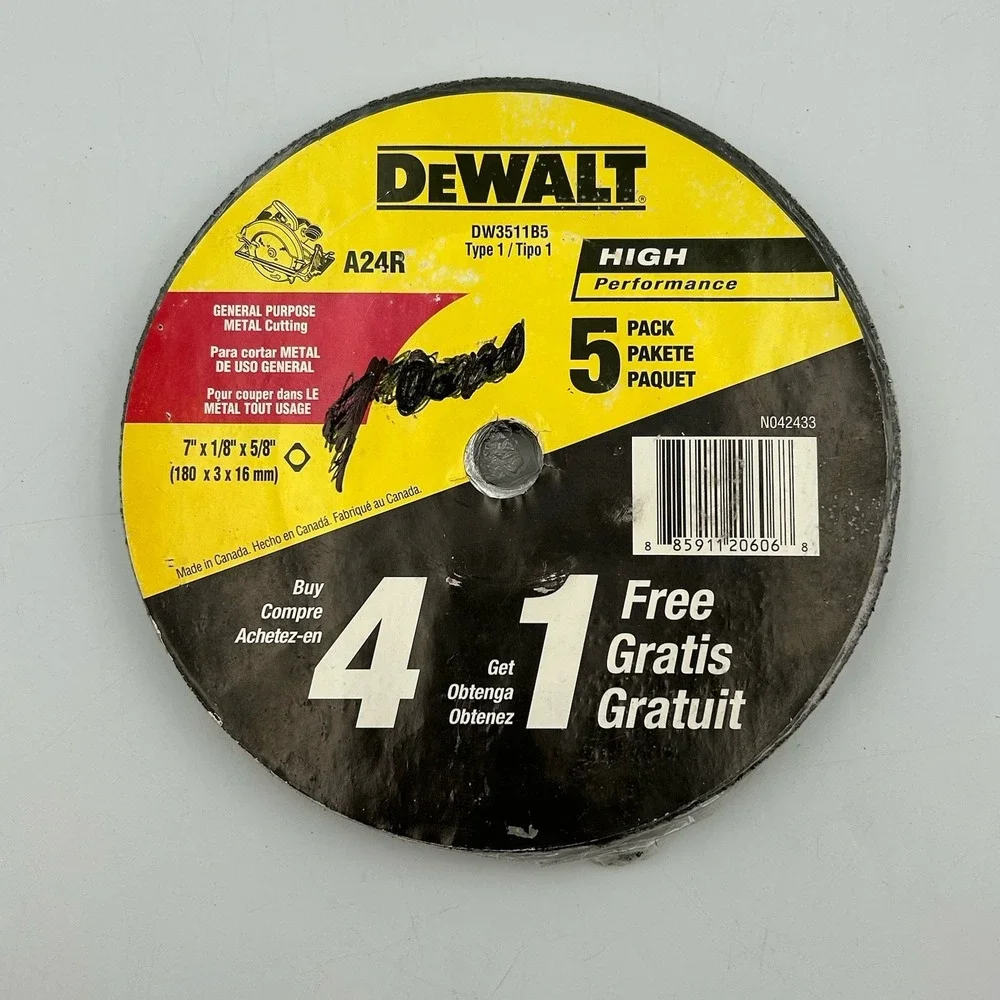New‎ Sealed DeWalt 5 Pack Metal Cutting Blades A24R DW3511B5 General Purpose