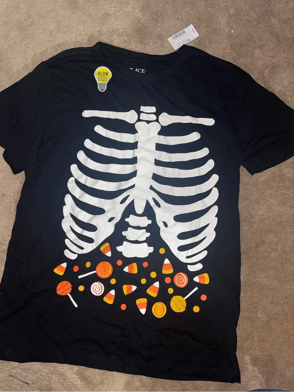 The Children's Place Black Halloween Skeleton Candy Tee