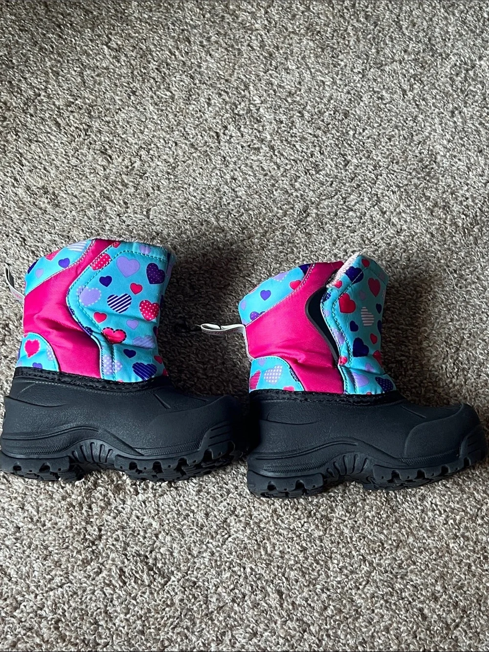 Northside Pink & Blue Heart-Print Toddler Size 7 Snow Boots