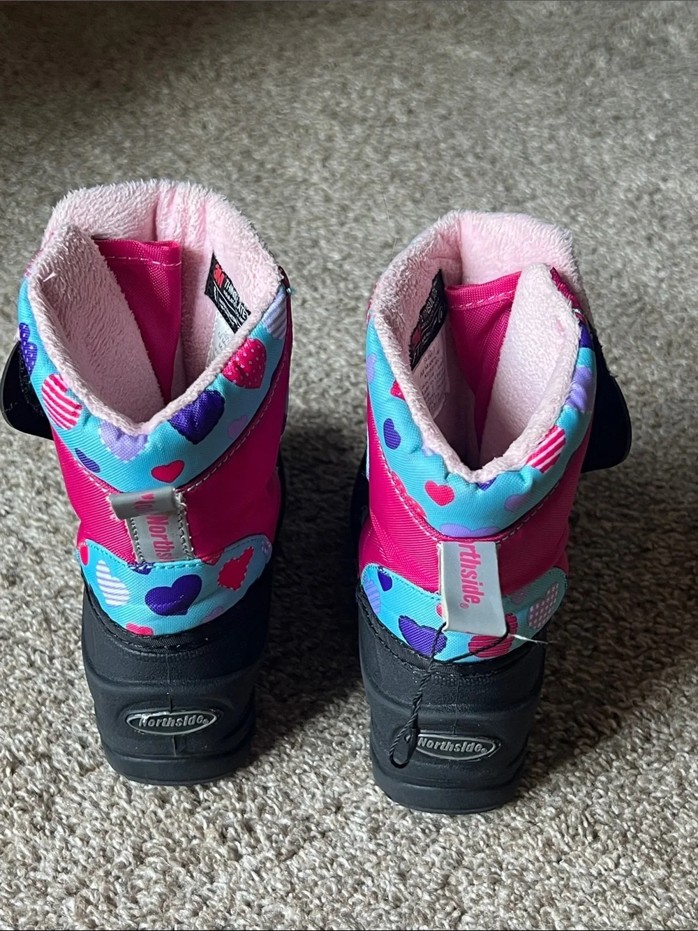 Northside Pink & Blue Heart-Print Toddler Size 7 Snow Boots