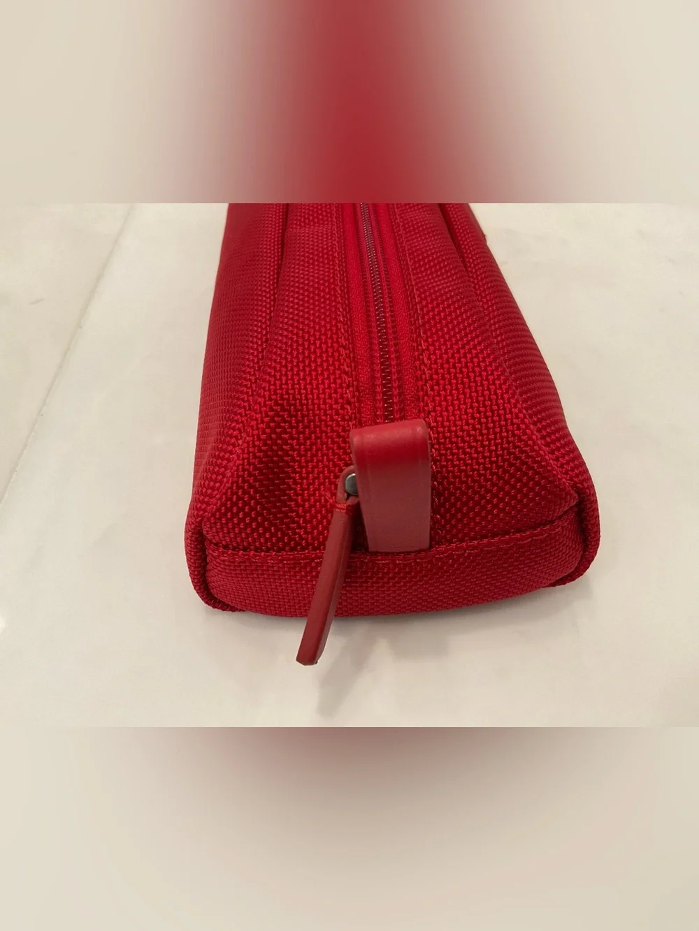 NEW - TUMI Zippered Ballistic Nylon Pencil Case - Cord Pouch - CHERRY RED