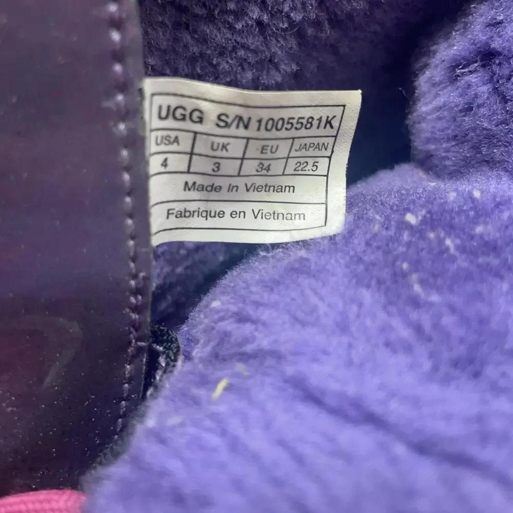 UGG Snow Boots Kids Size 4 34 Purple Polka Dot Lace Up Insulated Winter 1005581K