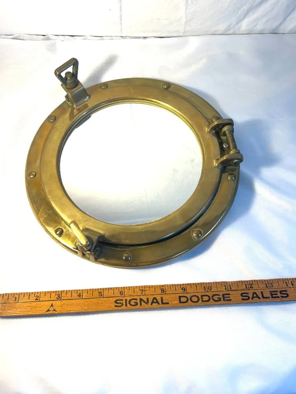 Brass Ship Porthole Mirror Nautical Maritime Hinged Wall Decor - B4