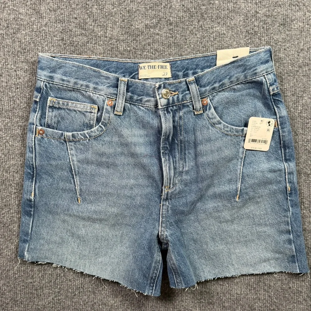 We The Free Denim Shorts Womens 27 Bodie Blue Ghost Town High Rise Long Cutoff
