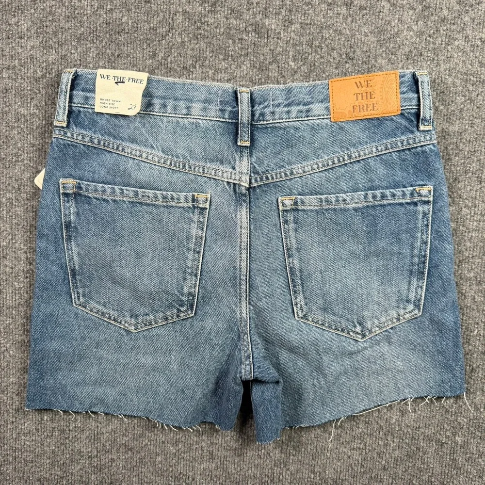 We The Free Denim Shorts Womens 27 Bodie Blue Ghost Town High Rise Long Cutoff