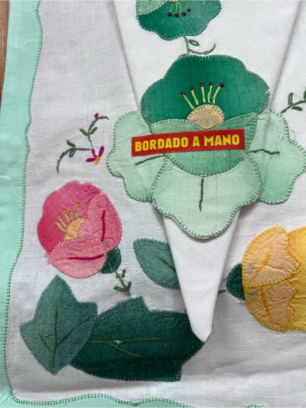 Vintage Mid-Century Hand Embroidered Placemats & Napkins (4) Madrid Spain NOS