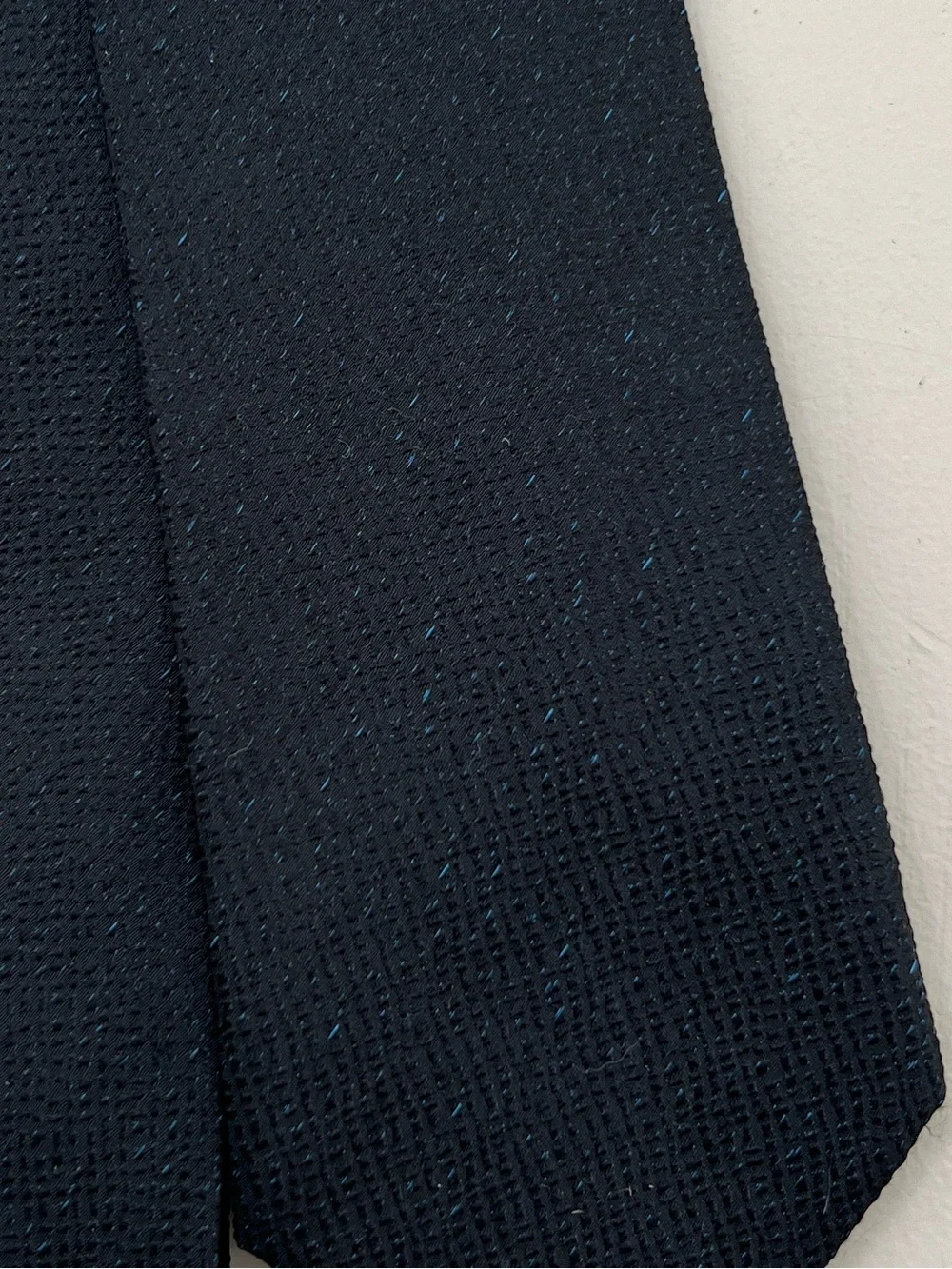 Reiss Black Textured Silk Tie with Blue Flecks