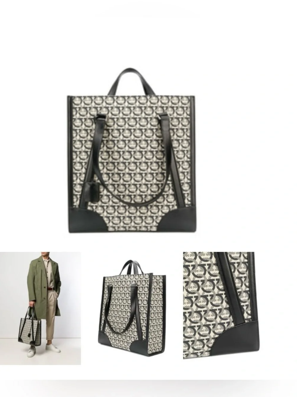 $3000. Salvatore Ferragamo Men’s/Unisex Monogram Tote Bag. Auth. Mint Condition!