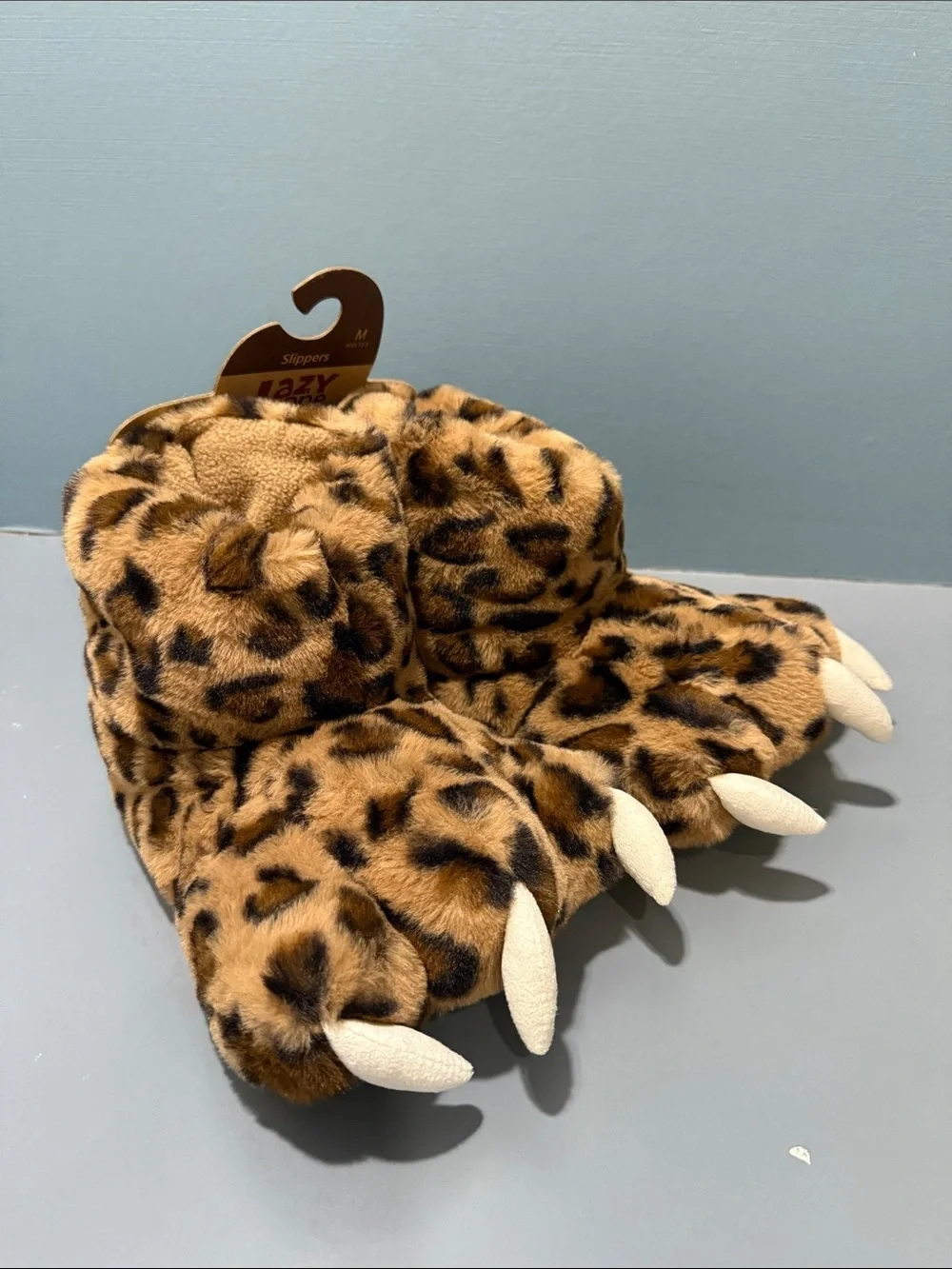 Lazy One Leopard Claw Plush Slippers - Brown & Black