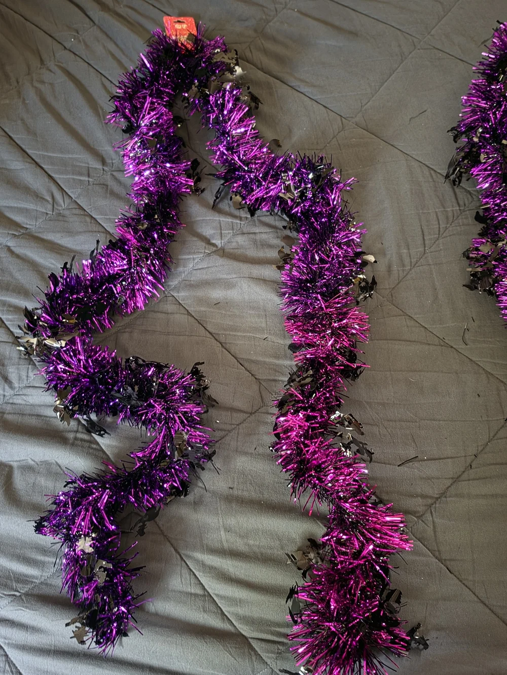 Purple and Black Festive Tinsel Garland - Sparkling Party Decoration