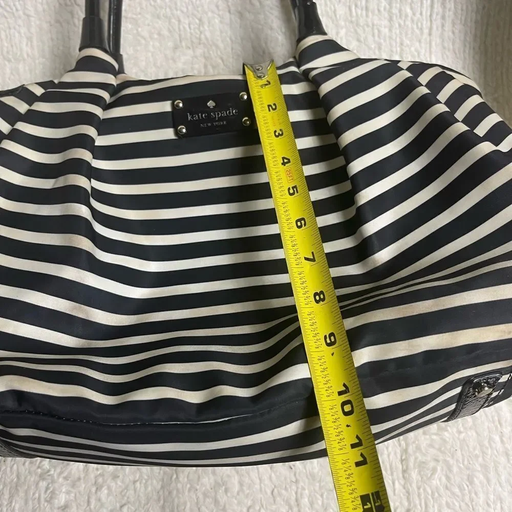 Kate Spafe large black & white striped Nylon diaper bag/travel bag