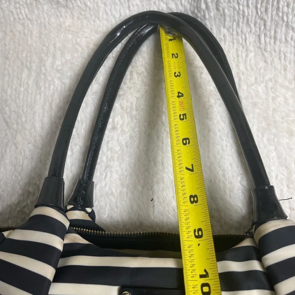 Kate Spafe large black & white striped Nylon diaper bag/travel bag