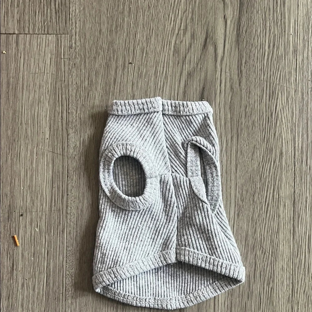 Gray Ribbed dog tank XXS