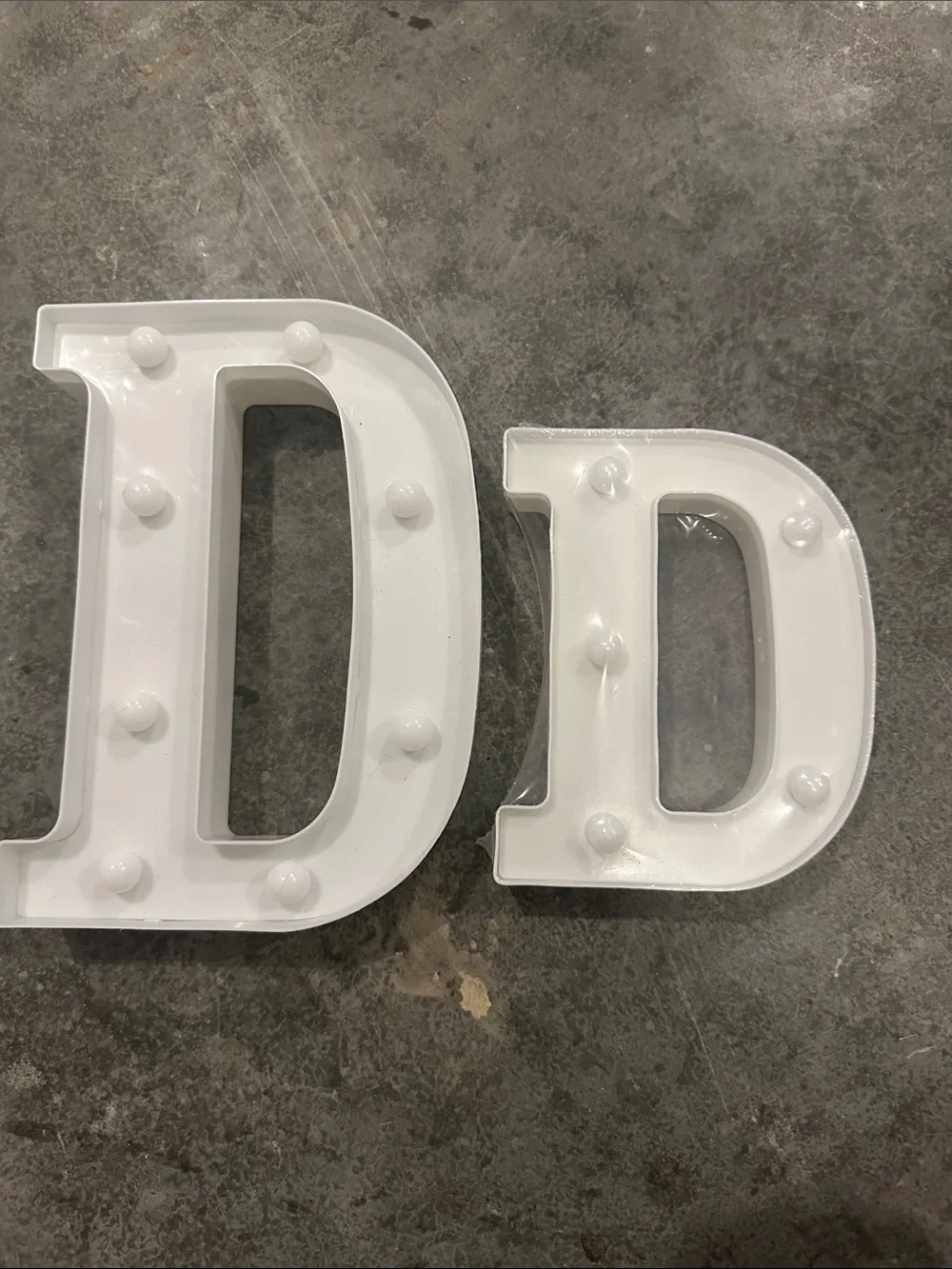 White Light-Up Letter D Set (Large + Small)