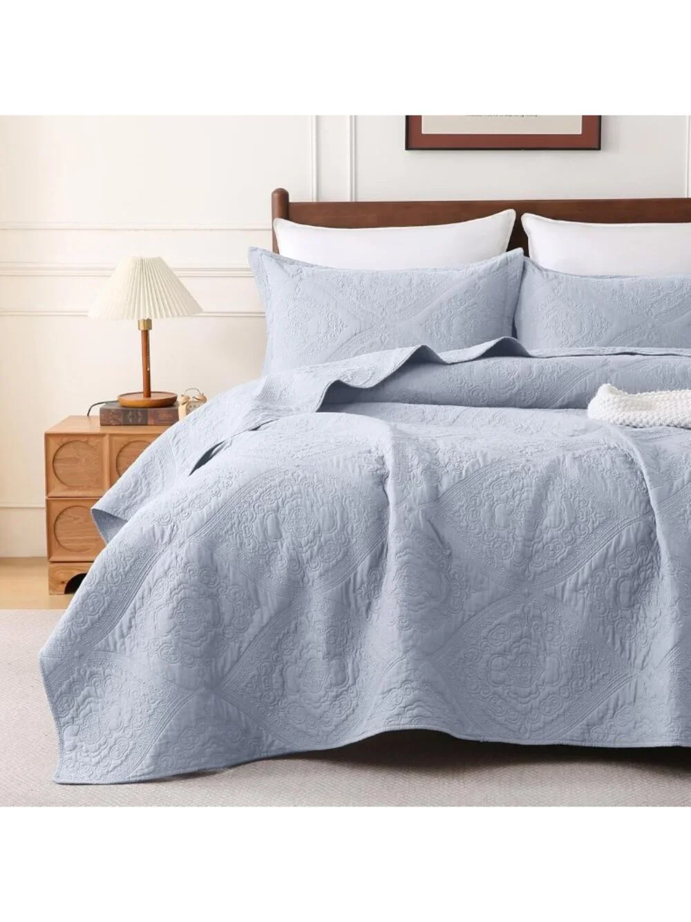 Queen Size 100% Cotton Paisley Quilt Set with 2 Pillow Shams - Boho Vintage