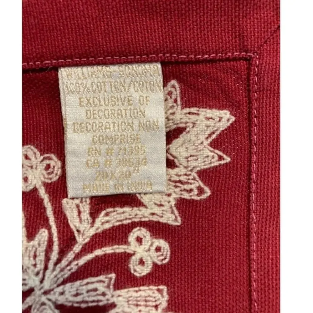 Williams Sonoma red napkins (3) in red with Christmas design