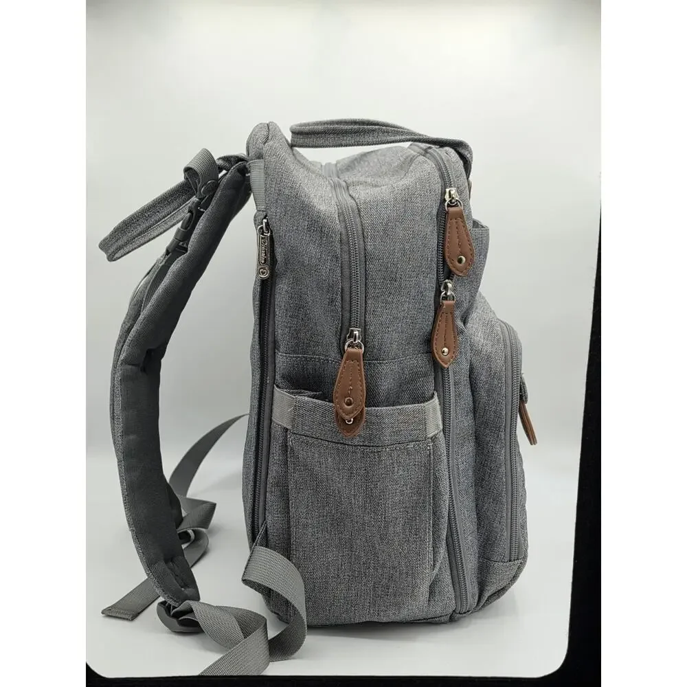 Dikaslon Diaper Bag Backpack Gray Large Baby Travel Bag Stroller Straps