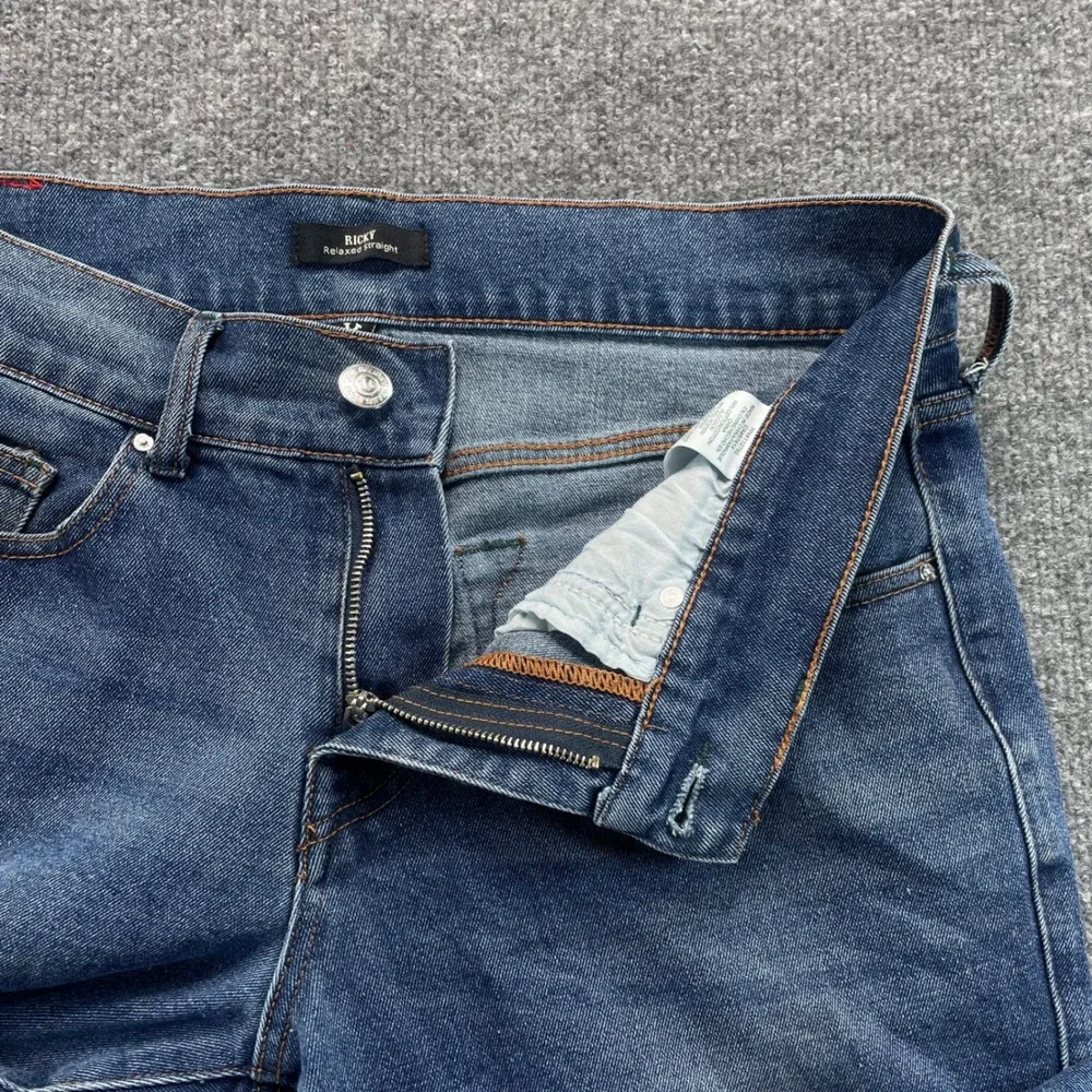 True Religion Ricky Jeans Mens 32 Blue Relaxed Straight Leg Stretch Denim