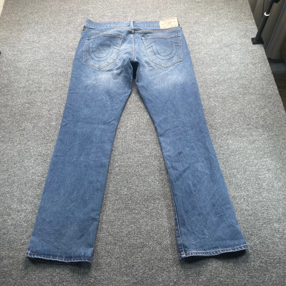 True Religion Ricky Jeans Mens 32 Blue Relaxed Straight Leg Stretch Denim