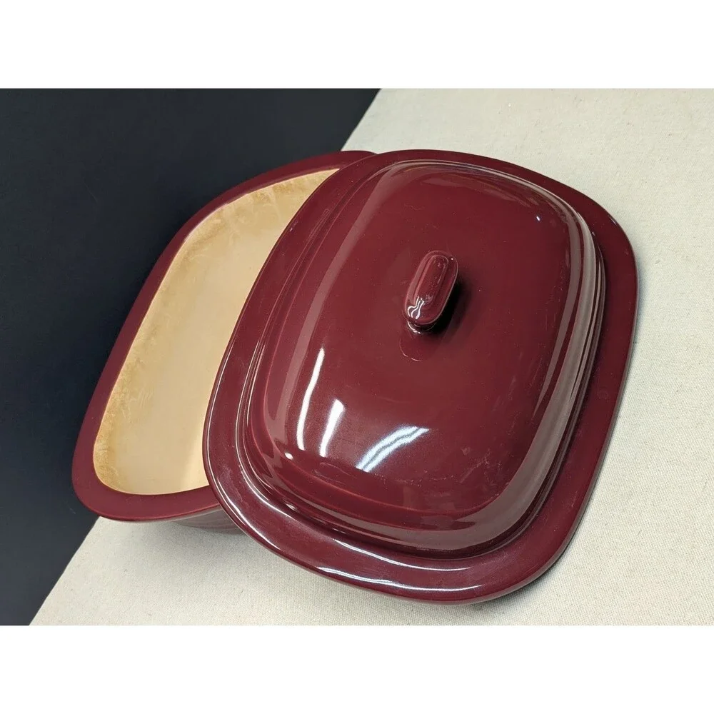 The Pampered Chef Cranberry Red Deep Covered Baker Dutch Oven 3.1 QT 3L USA