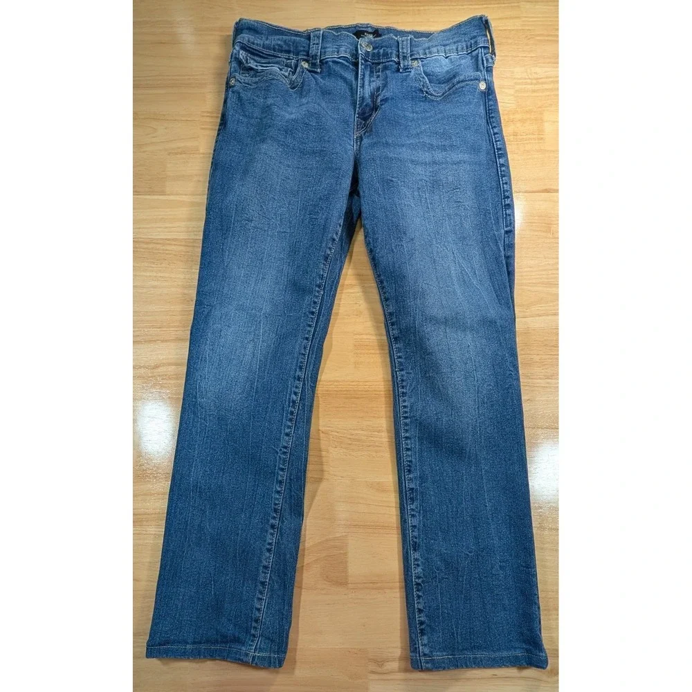 True Religion Ricky Relaxed‎ Straight Jeans Mens 32 Medium Wash Blue Denim