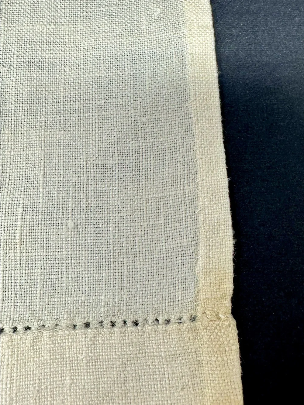 Vintage Linen Beige Hand Blue Embroidered Napkins A4