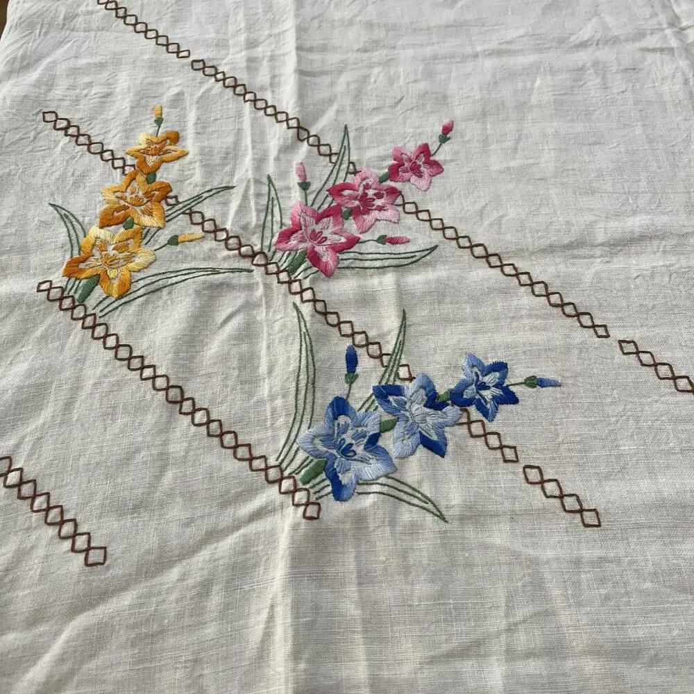 Vintage Square Linen Tablecloth 47x47