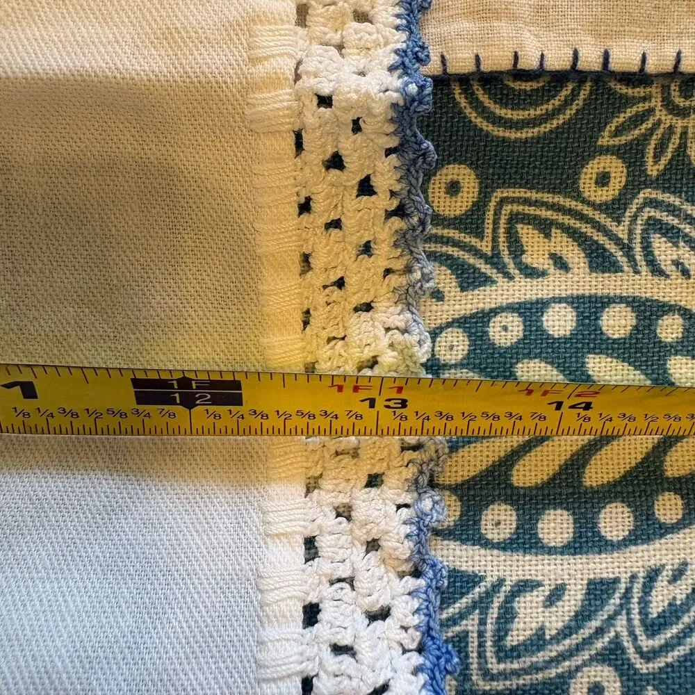 Embroidered Dresser Scarf Table Runner Vtg Basket Flowers Ribbon 30x13 White