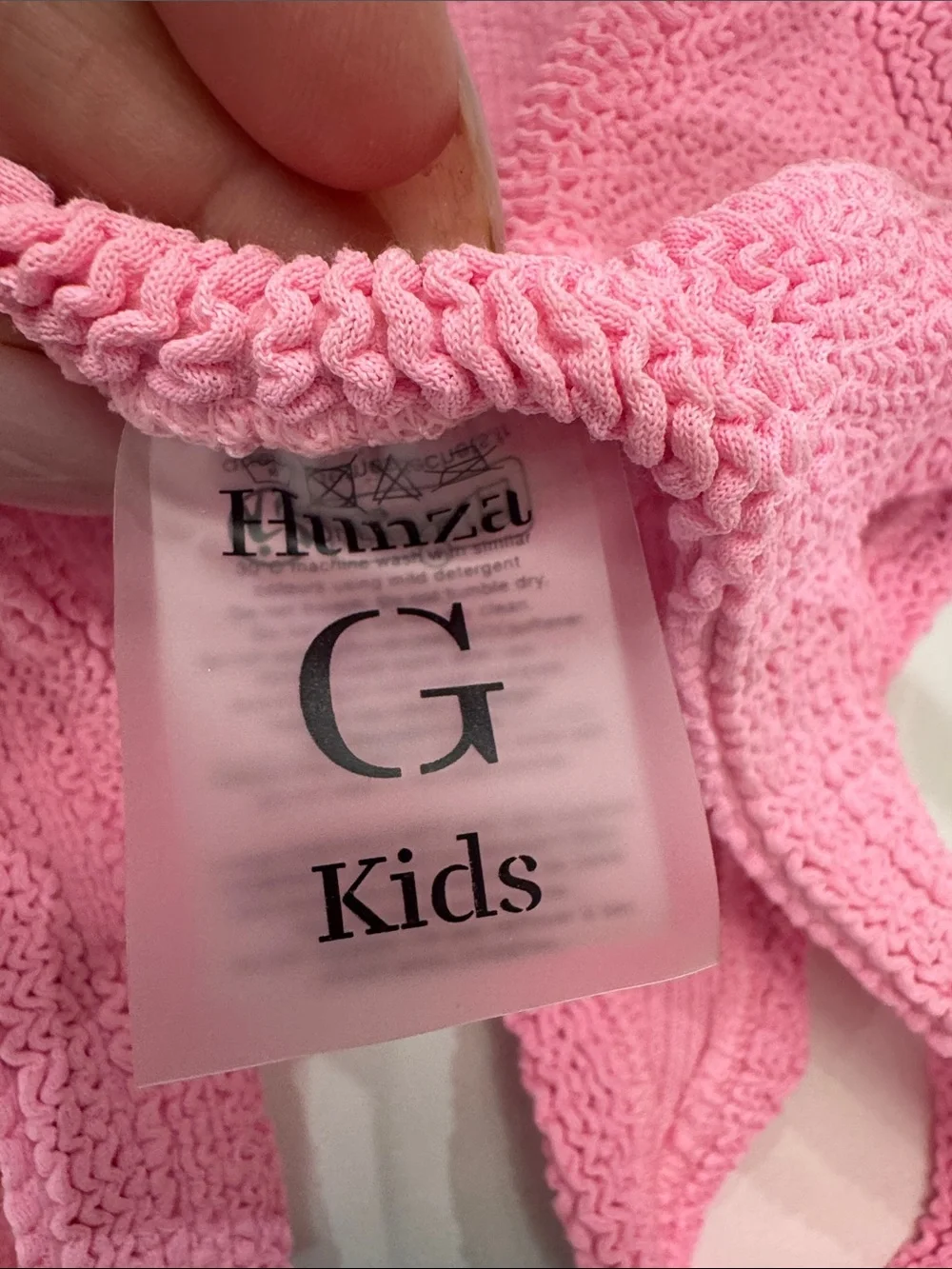 Hunza G Kids — the Lyra / Duo Lyra two-piece in Bubblegum Pink + Aqua Blue