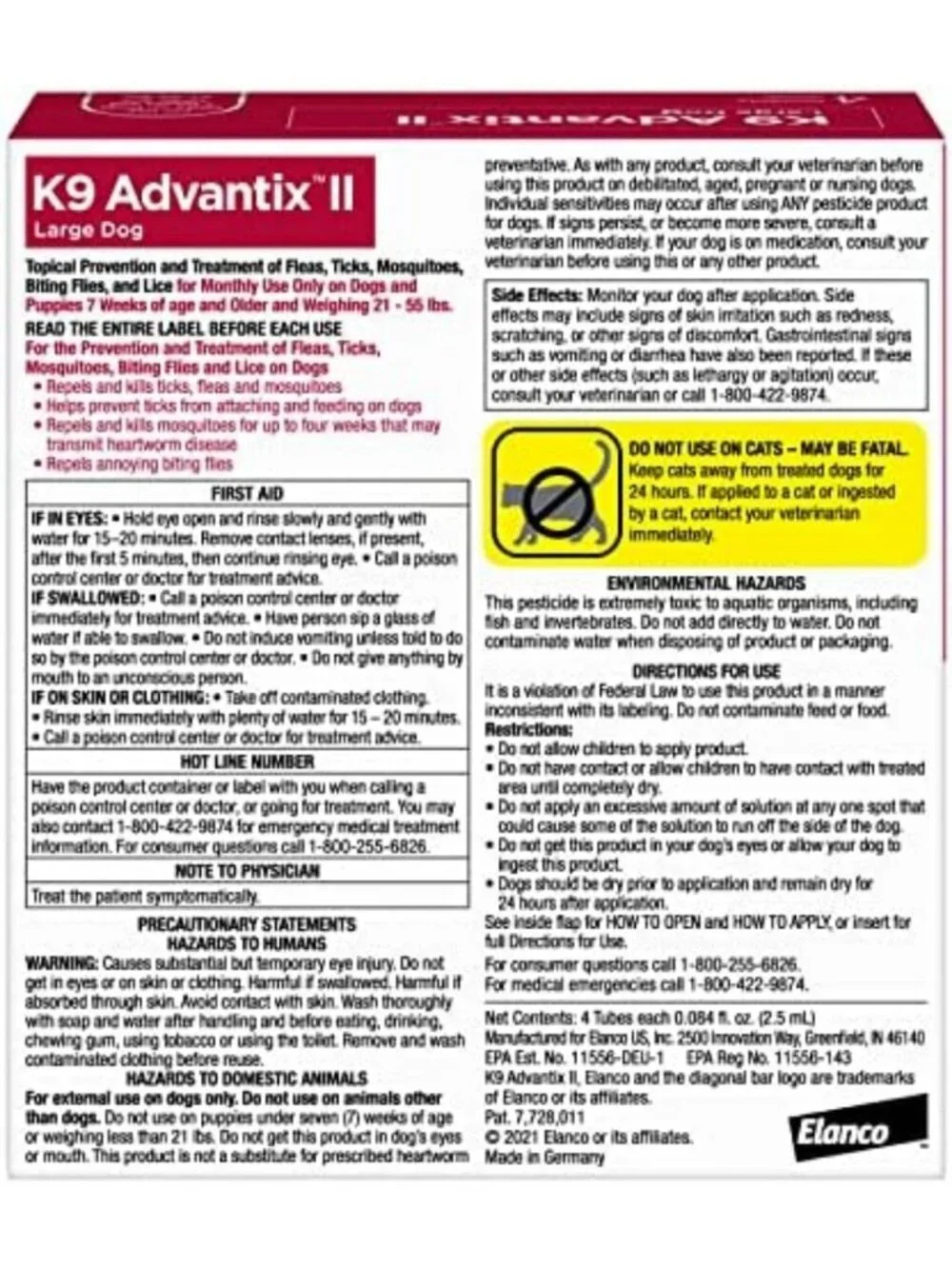 Vet-Recommended Flea, Tick & Mosquito Treatment for Large Dogs 21-55 lbs - 4-Mo
